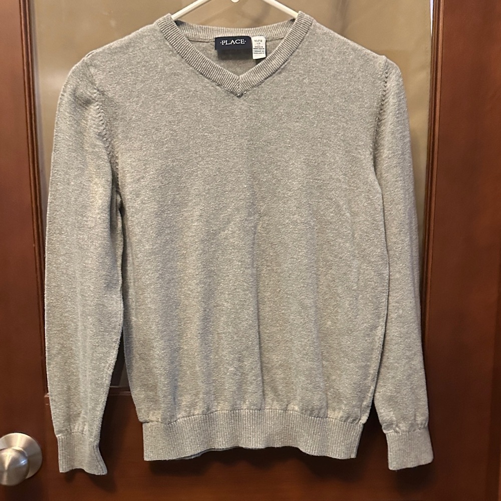 Place Youth Light Gray V-Neck Sweater